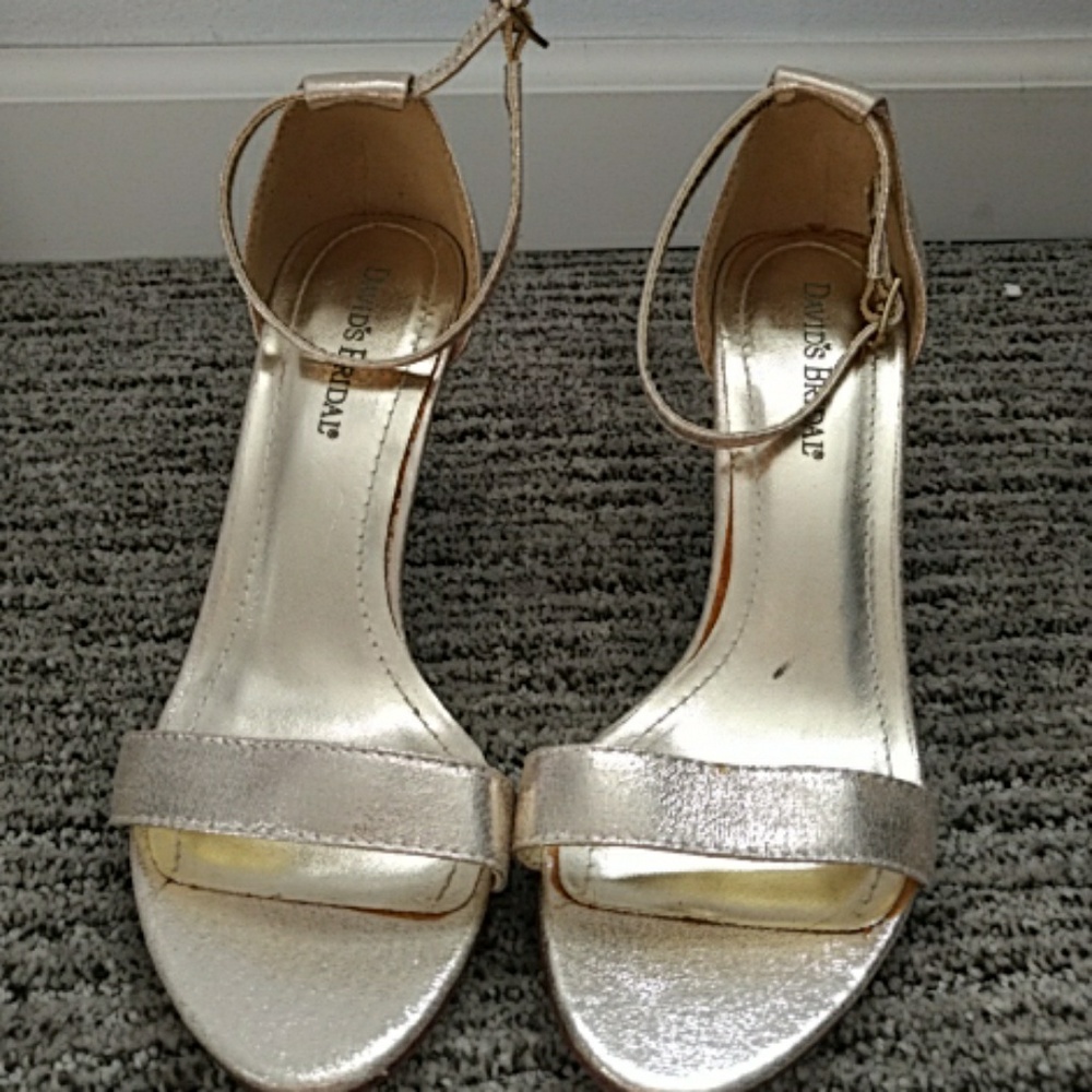 David's Bridal Gold Open Toe Shoe